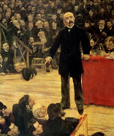 Georges Clemenceau (1841-1929) hält eine Rede im Cirque Fernando, 1883 von Jean Francois Raffaelli